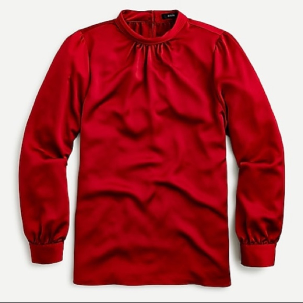 J CREW Pleated Mockneck Blouse